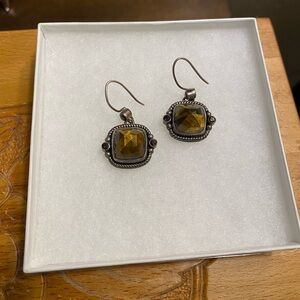 Lori Bonn Sterling Silver Earrings with tigers eye and quartz accents